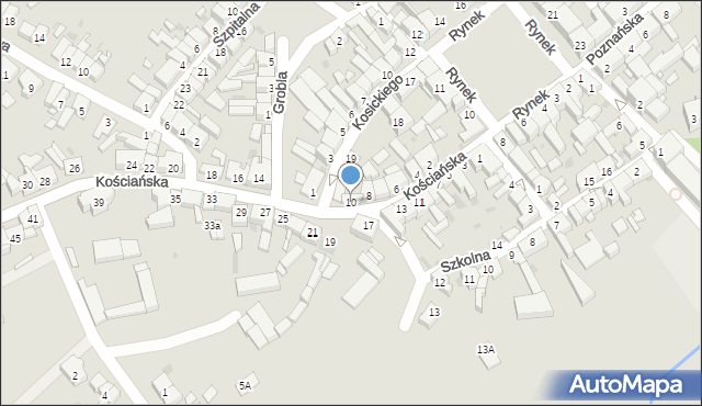 Stęszew, Kościańska, 10, mapa Stęszew