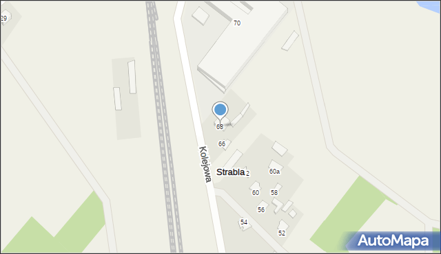 Strabla, Kolejowa, 68, mapa Strabla