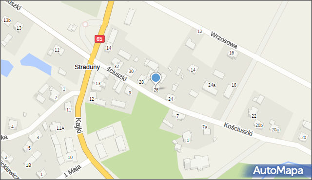 Straduny, Kościuszki Tadeusza, gen., 26, mapa Straduny