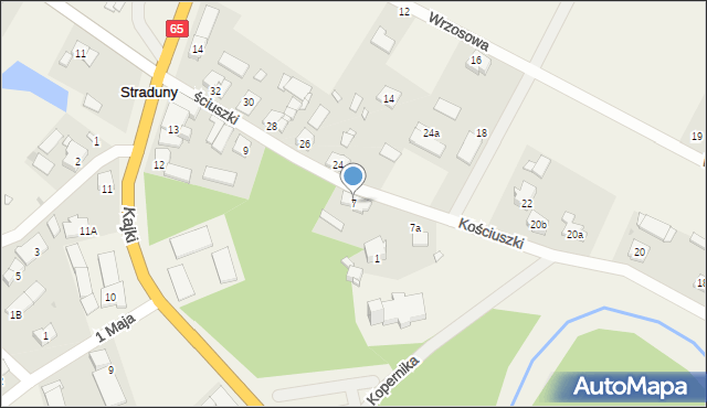 Straduny, Kościuszki Tadeusza, gen., 7, mapa Straduny