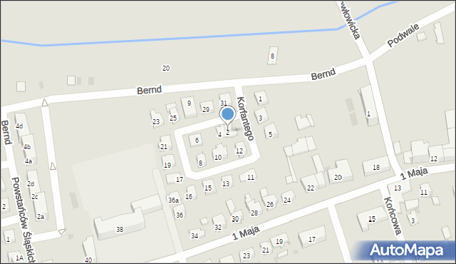 Strumień, Korfantego Wojciecha, 2, mapa Strumień