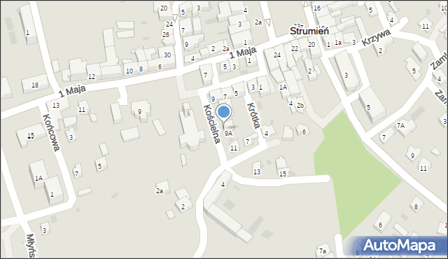 Strumień, Kościelna, 9A, mapa Strumień