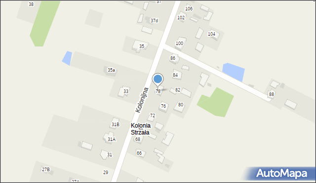 Strzała, Kolonijna, 78, mapa Strzała
