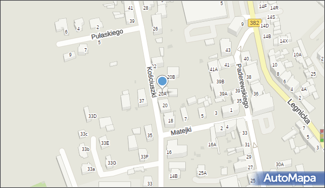 Strzegom, Kościuszki Tadeusza, gen., 20A, mapa Strzegom