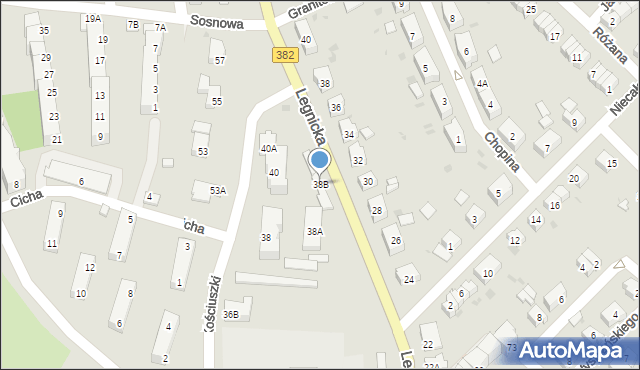 Strzegom, Kościuszki Tadeusza, gen., 38B, mapa Strzegom