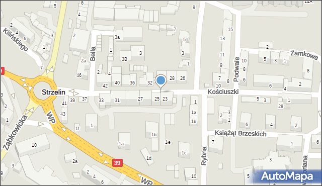 Strzelin, Kościuszki Tadeusza, gen., 32a, mapa Strzelin