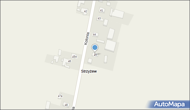 Strzyżew, Kolonia, 45, mapa Strzyżew