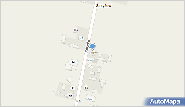 Strzyżew, Kolonia, 50, mapa Strzyżew