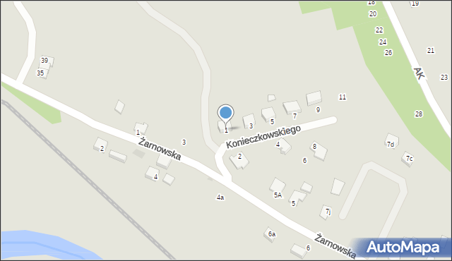 Strzyżów, Konieczkowskiego Romana, 1, mapa Strzyżów