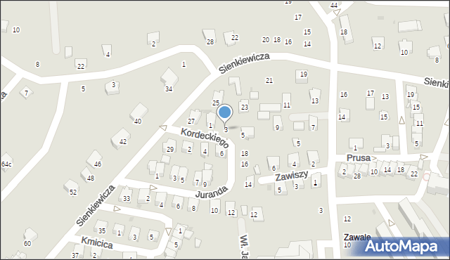 Strzyżów, Kordeckiego Augustyna, ks., 3, mapa Strzyżów