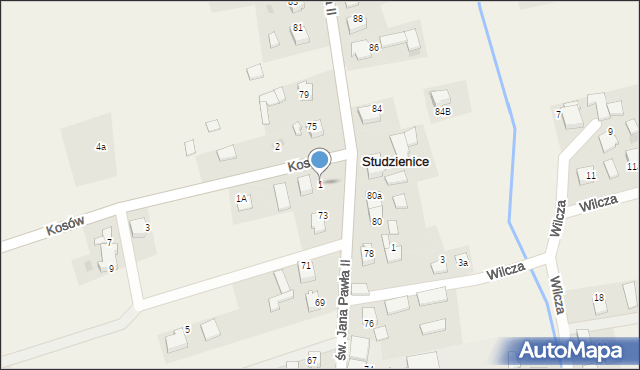 Studzienice, Kosów, 1, mapa Studzienice