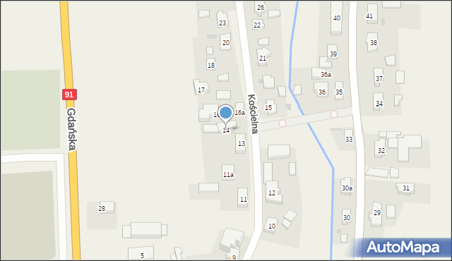 Subkowy, Kościelna, 14, mapa Subkowy