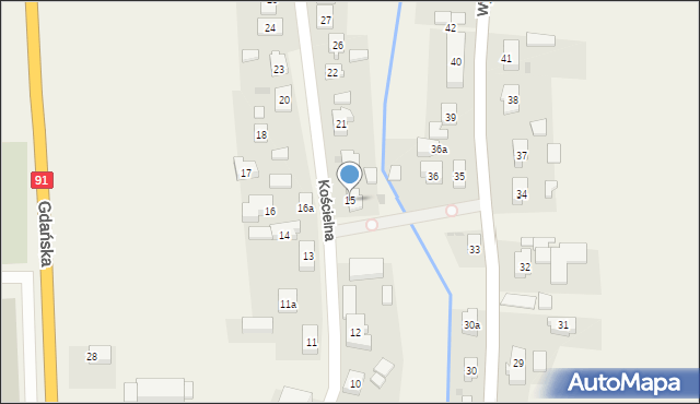 Subkowy, Kościelna, 15, mapa Subkowy