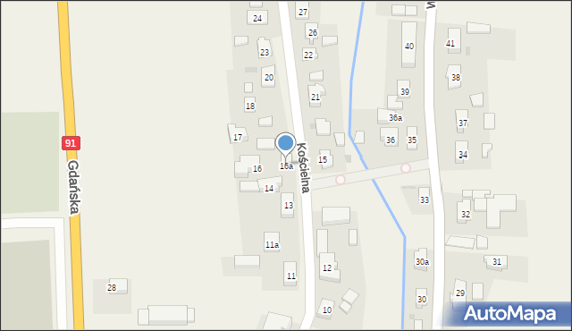 Subkowy, Kościelna, 16a, mapa Subkowy