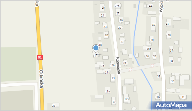 Subkowy, Kościelna, 17, mapa Subkowy