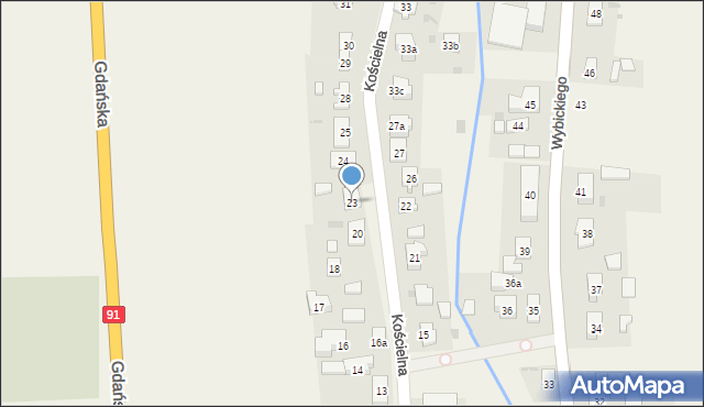 Subkowy, Kościelna, 23, mapa Subkowy