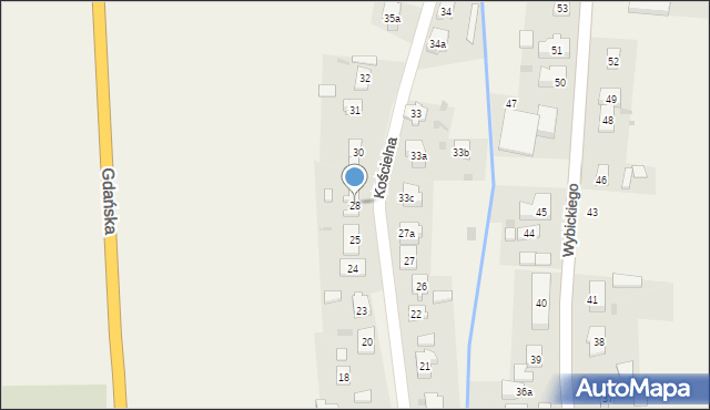 Subkowy, Kościelna, 28, mapa Subkowy