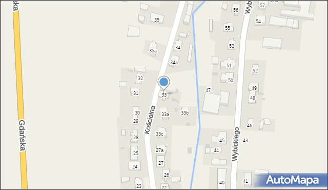 Subkowy, Kościelna, 33, mapa Subkowy