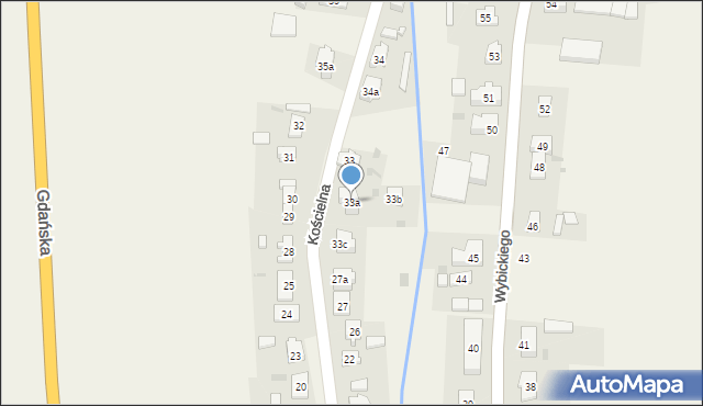 Subkowy, Kościelna, 33a, mapa Subkowy