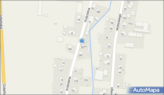 Subkowy, Kościelna, 34, mapa Subkowy