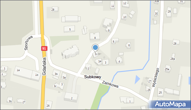 Subkowy, Kościelna, 7, mapa Subkowy