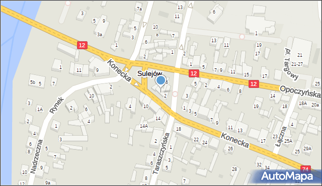 Sulejów, Konecka, 1, mapa Sulejów