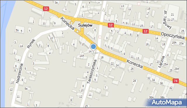 Sulejów, Konecka, 16, mapa Sulejów