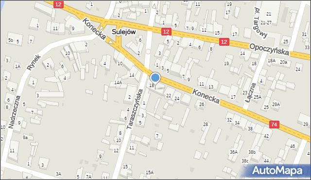 Sulejów, Konecka, 20, mapa Sulejów