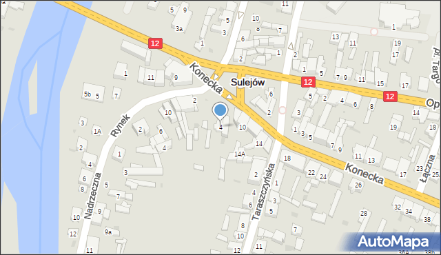 Sulejów, Konecka, 4, mapa Sulejów