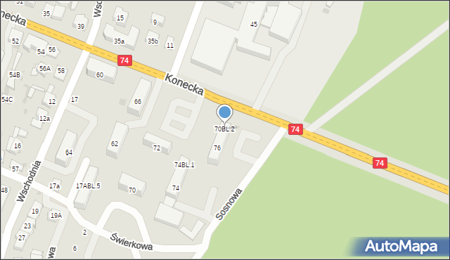 Sulejów, Konecka, 70BL.2, mapa Sulejów