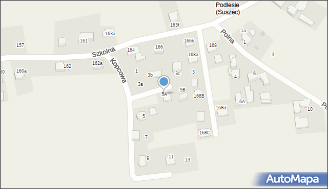 Suszec, Kopcowa, 5A, mapa Suszec