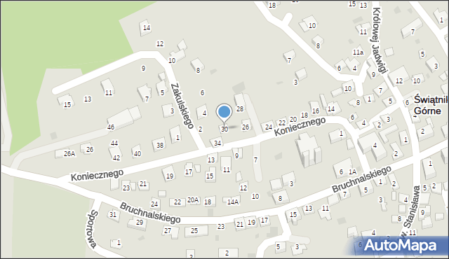 Świątniki Górne, Koniecznego Stanisława, ks., 30, mapa Świątniki Górne