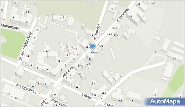 Świdnica, Kościelna, 20, mapa Świdnicy