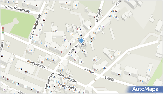 Świdnica, Kościelna, 8, mapa Świdnicy