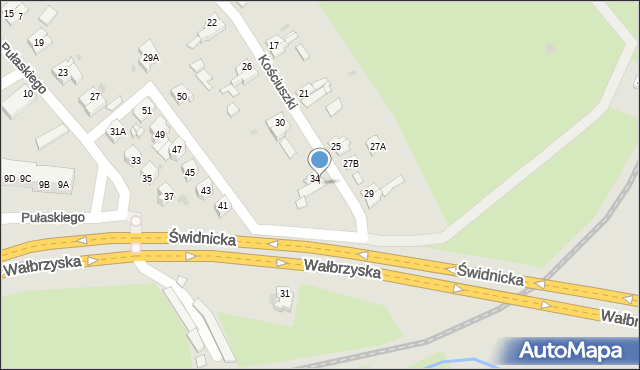 Świebodzice, Kościuszki Tadeusza, gen., 36, mapa Świebodzice