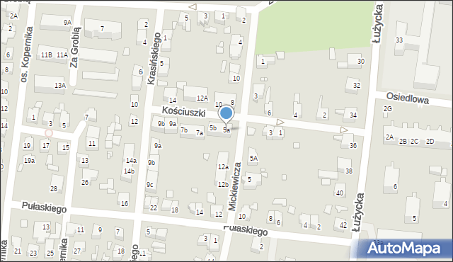 Świebodzin, Kościuszki Tadeusza, gen., 5a, mapa Świebodzin