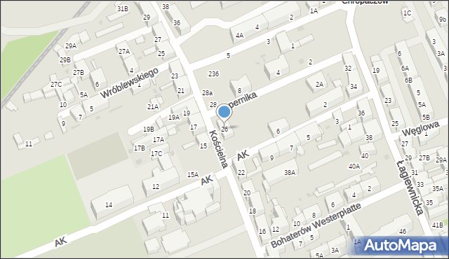 Świętochłowice, Kościelna, 26, mapa Świętochłowice