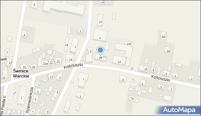 Świnice Warckie, Kościuszki Tadeusza, gen., 16, mapa Świnice Warckie