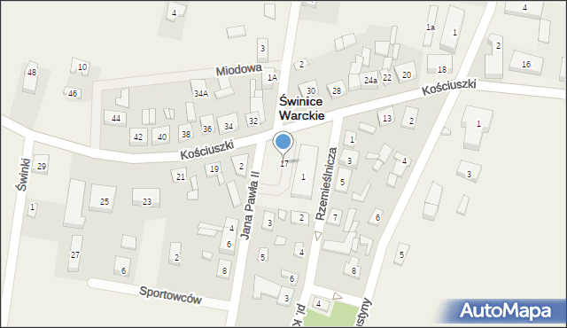 Świnice Warckie, Kościuszki Tadeusza, gen., 17, mapa Świnice Warckie