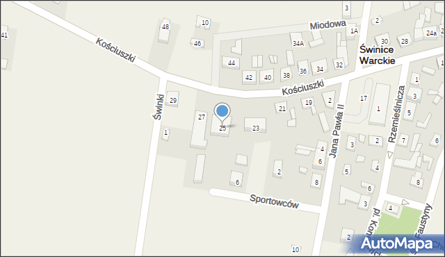Świnice Warckie, Kościuszki Tadeusza, gen., 25, mapa Świnice Warckie