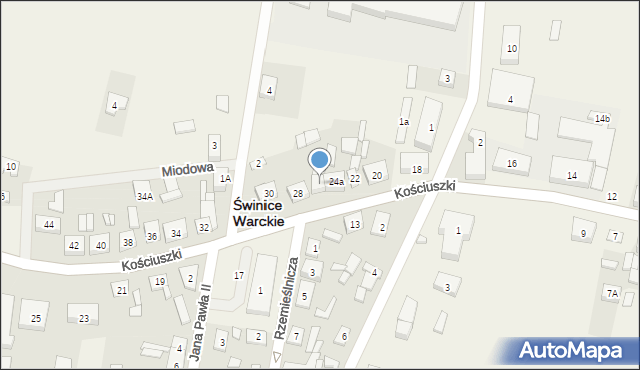 Świnice Warckie, Kościuszki Tadeusza, gen., 26, mapa Świnice Warckie