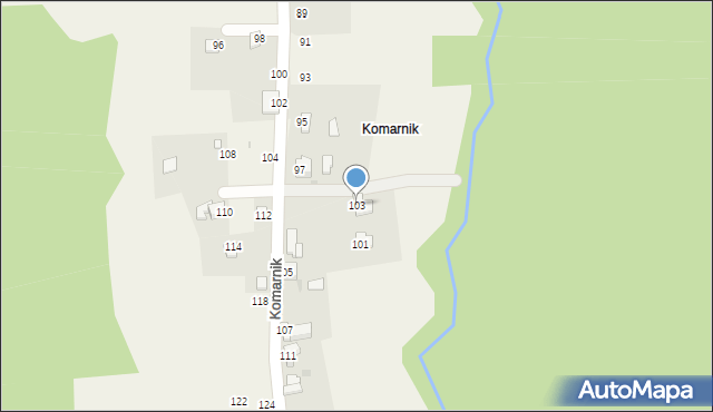 Świnna, Komarnik, 103, mapa Świnna