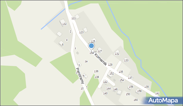 Świnna, Komarnik, 134, mapa Świnna