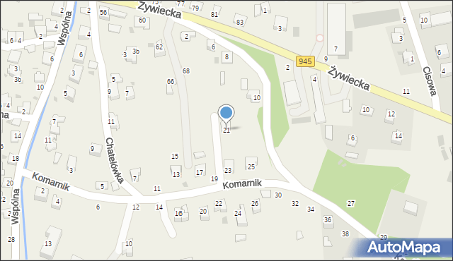 Świnna, Komarnik, 21, mapa Świnna