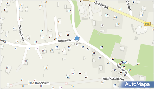 Świnna, Komarnik, 30, mapa Świnna