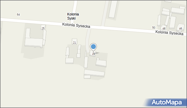 Syski, Kolonia Sysecka, 19, mapa Syski