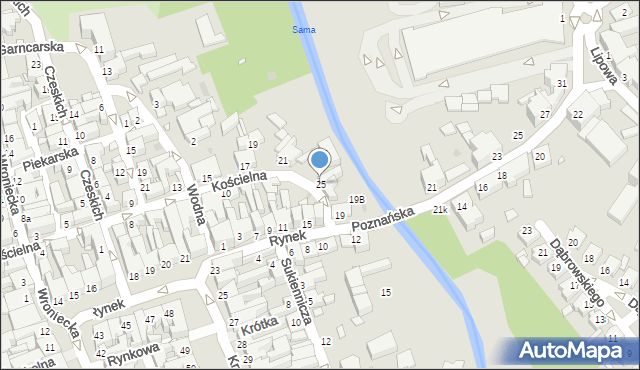 Szamotuły, Kościelna, 25, mapa Szamotuły