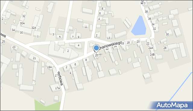 Szczaniec, Kochanowskiego Jana, 10, mapa Szczaniec