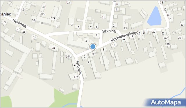 Szczaniec, Kochanowskiego Jana, 6, mapa Szczaniec