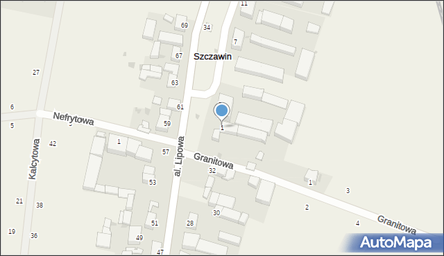 Szczawin, Koralowa, 1, mapa Szczawin